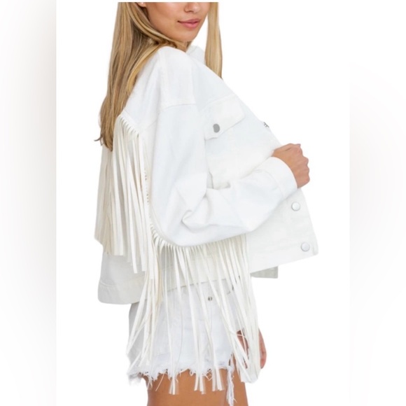 Le Lis White Denim Fringed Jacket - Picture 2 of 12